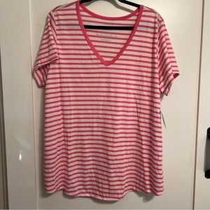 Torrid Pink and White Striped Tee